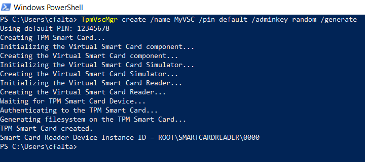 Creating a virtual smartcard